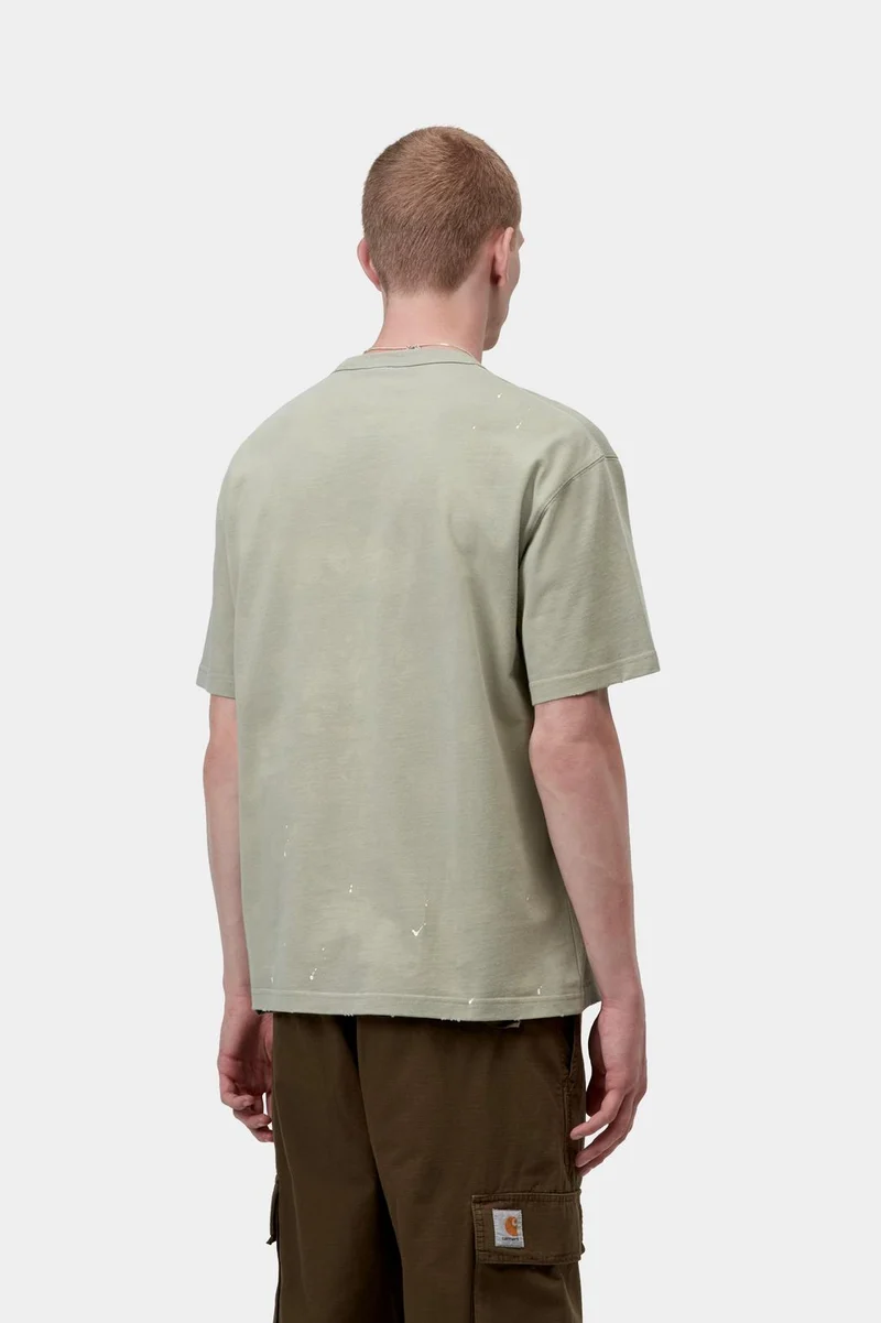 Carhartt WIP Herren-Maler-T-Shirt | Schattiges Grün, Destroy Wash Splatter