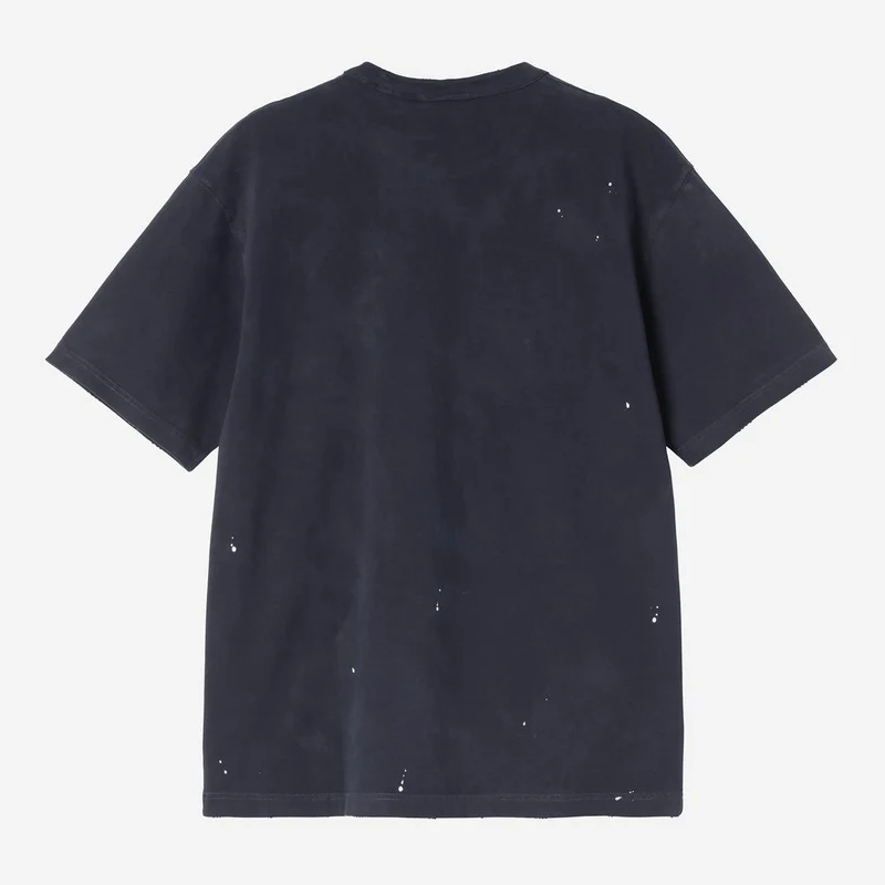 Carhartt WIP Herren-Maler-T-Shirt | Dunkelblaues Destroy-Wasch-Spritzer-Muster