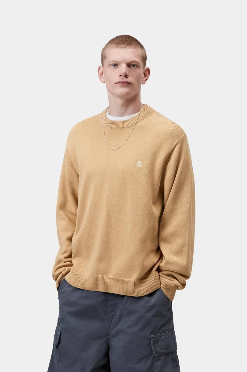 Carhartt WIP Kori Herrenpullover | Dusty Hamilton Braun, stückgefärbt