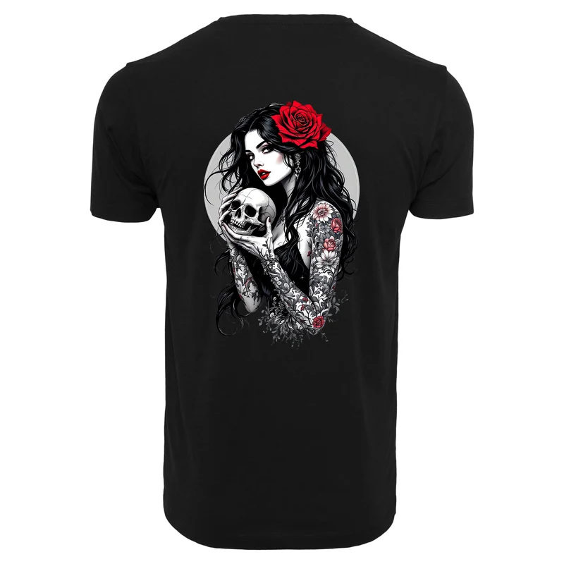 T-Shirt - Gothic Girl with Skull