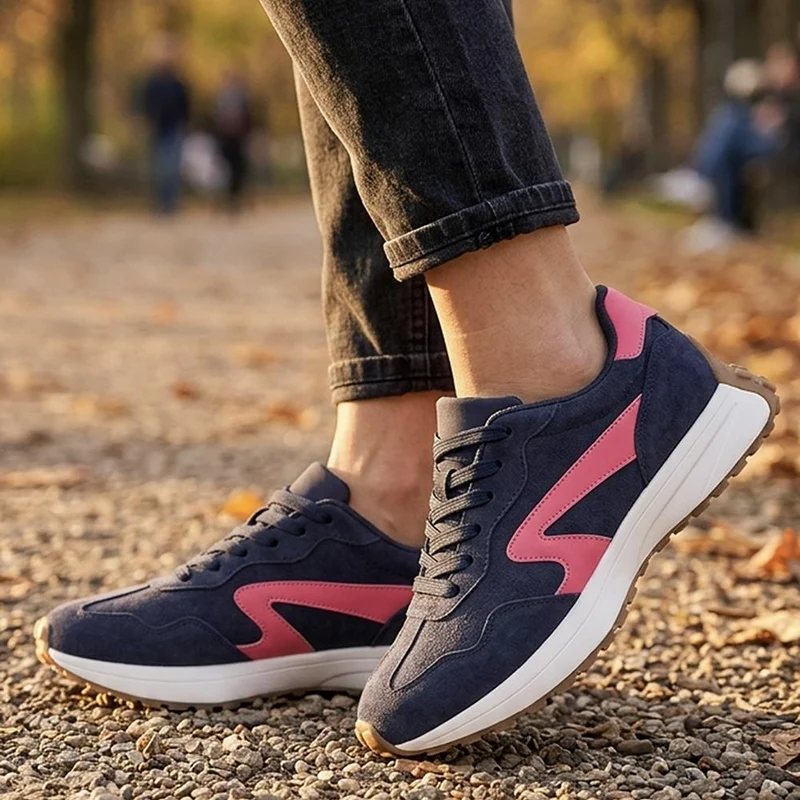 Bellissimo Leather Lace Up Sporty Trainers - BELDINGX44003 / 330 348 - Navy