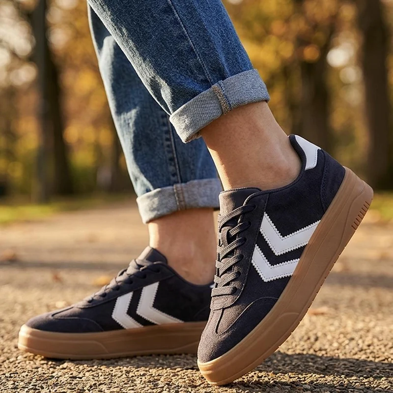 Bellissimo Leather Platform Lace Up Trainers - BELDINGX44006 / 330 349 - Navy