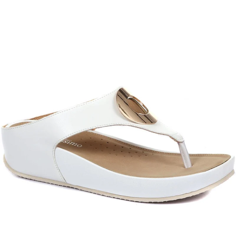 Metallic Toe Post Sandals - BELBAIZH29037 / 315 770 - White