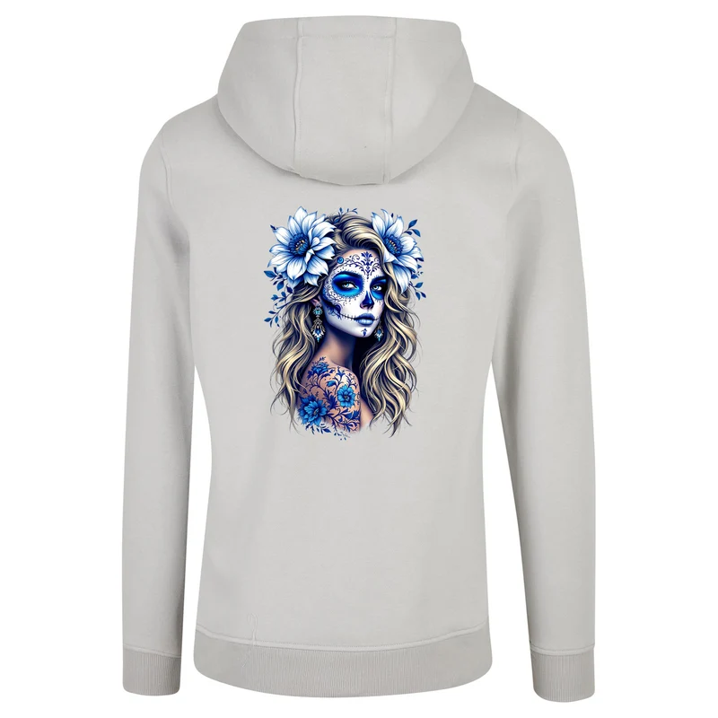 ZIP Hoodie - La Catrina Blau Flower
