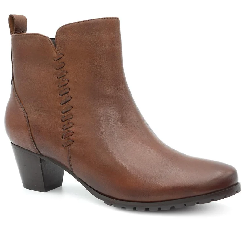 Leather Stitch Pattern Ankle Boots - MAGNU44010 / 330 052 - Tan