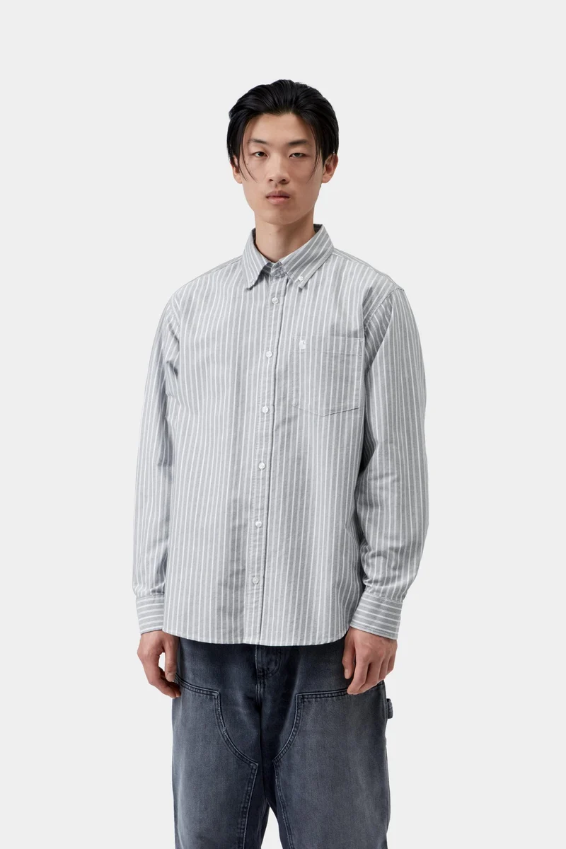 Carhartt WIP Kanan Herrenhemd mit Streifen | Schwarz