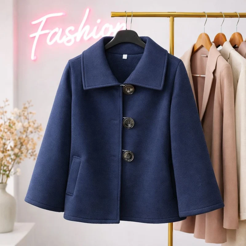 Jacke Stoff Übergangsjacke Blau Tragbar bis Größe 40 /42