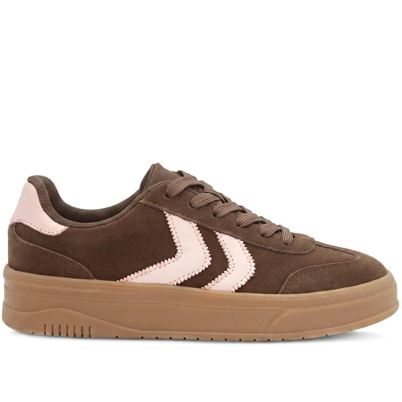 Bellissimo Leather Platform Lace Up Trainers - BELDINGX44006 / 330 349 - Chocolate