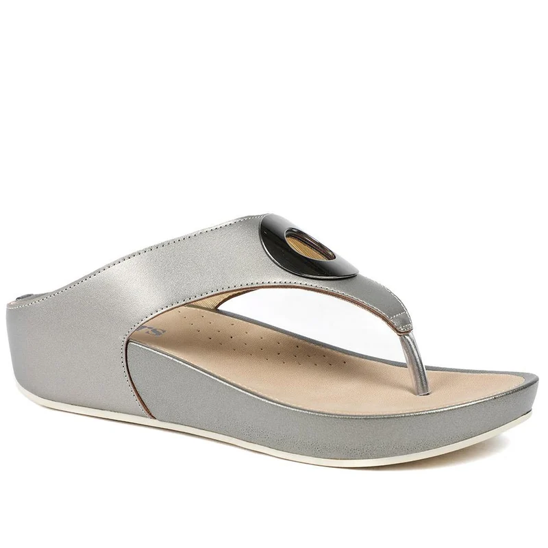 Wide Fit Toe Post Wedge Sandals - BAIZH43063 / 329 466