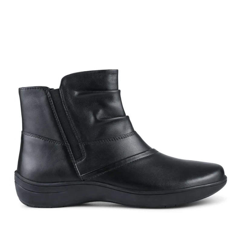 Wide Fit Leather Ankle Boots - KF42004 / 328 468 - Black