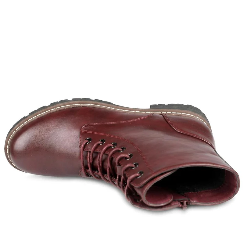 Lace Up Ankle Boots With Warm Lining - WBINS44000 / 329 764 - Burgundy