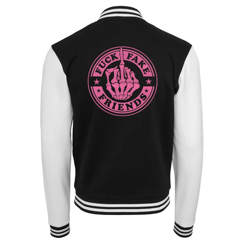 Collage Jacke - Fuck Fake Friends - Neon Rosa Glitter