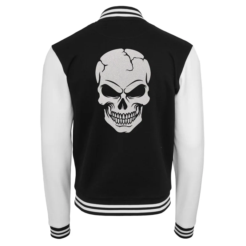 Collage Jacke - Skull Head - Weiß Rainbow Glitter