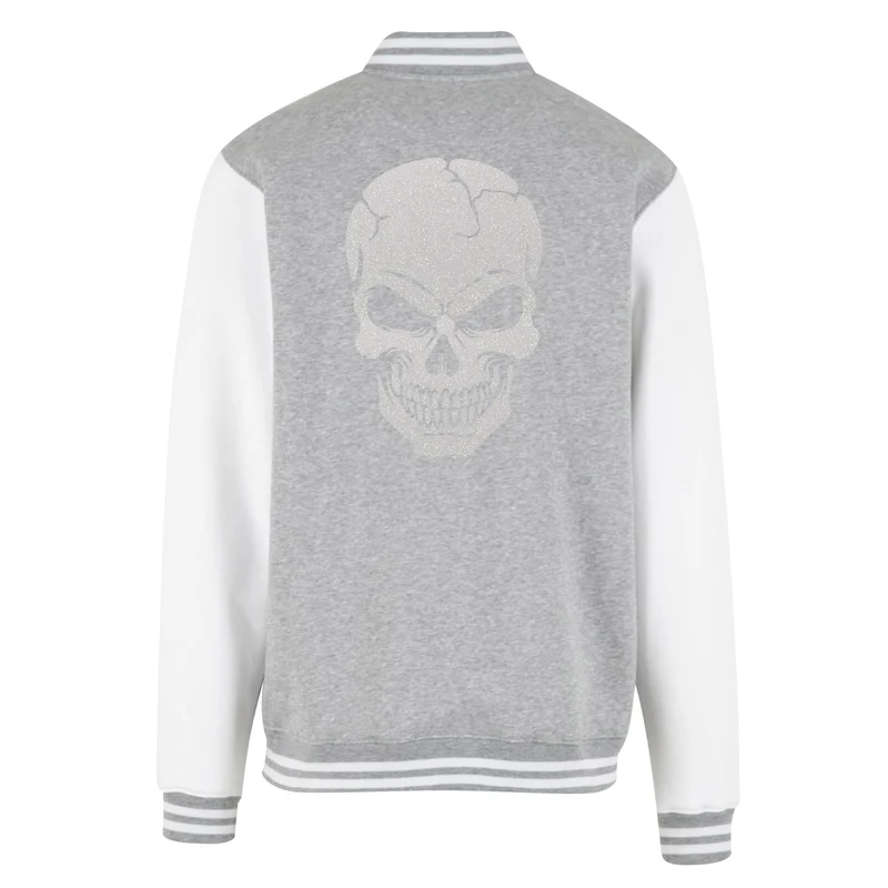 Collage Jacke - Skull Head - Weiß Rainbow Glitter