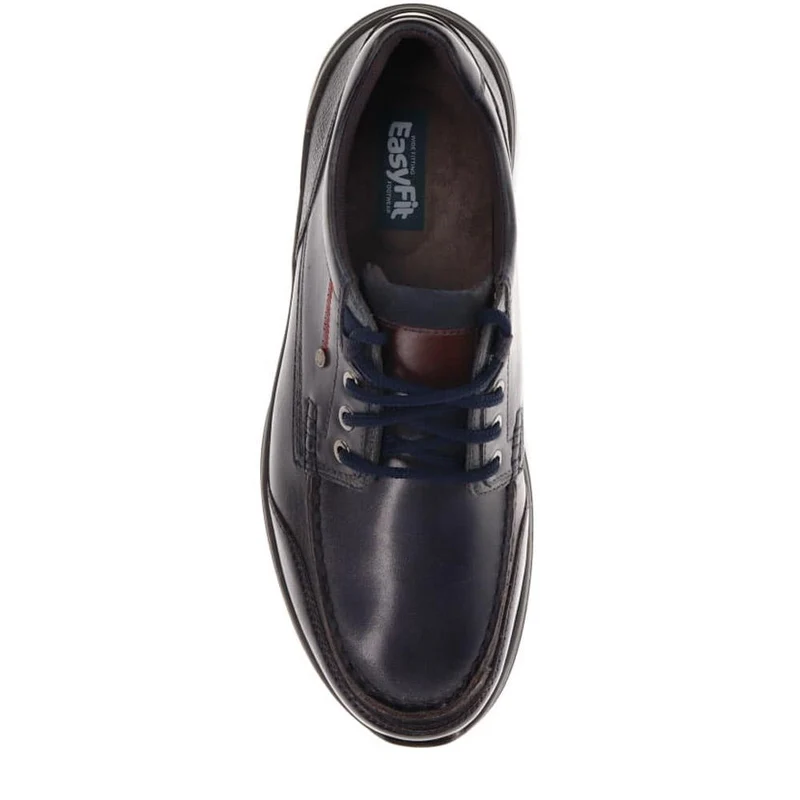 Casual Leather Lace-Up Shoes - ALEKSO / 325 811 - Navy