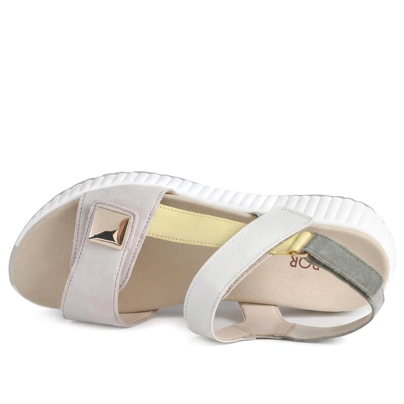 Gabor Leather Touch Fasten Platform Sandals - GABC43521 / 330 460 - Beige Multi