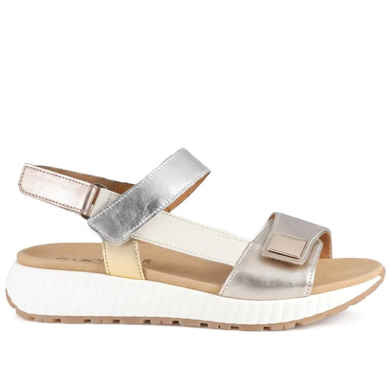 Gabor Leather Touch Fasten Platform Sandals - GABC43521 / 330 460 - Metallic