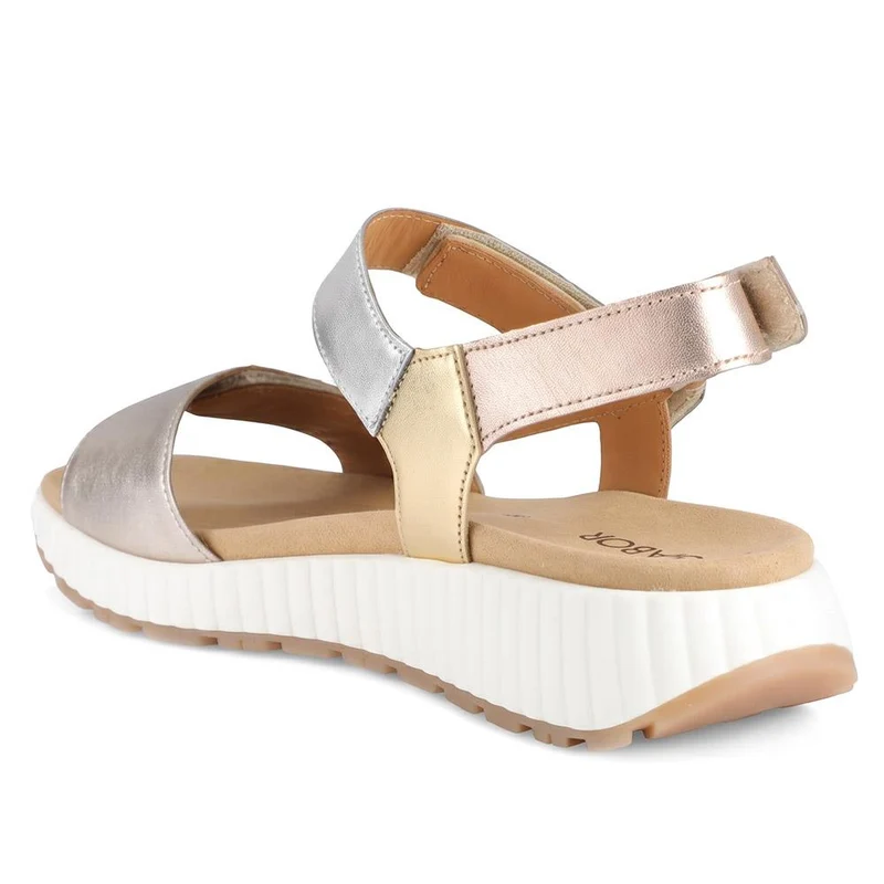 Gabor Leather Touch Fasten Platform Sandals - GABC43521 / 330 460 - Metallic