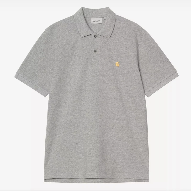 Carhartt WIP Herren-Poloshirt Chase Piqué Kurzarm | Grau meliert