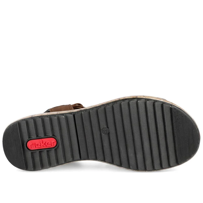 Rieker Elasticated Wedge Heel Fashion Sandals - RKR43083 / 330 734 - Brown