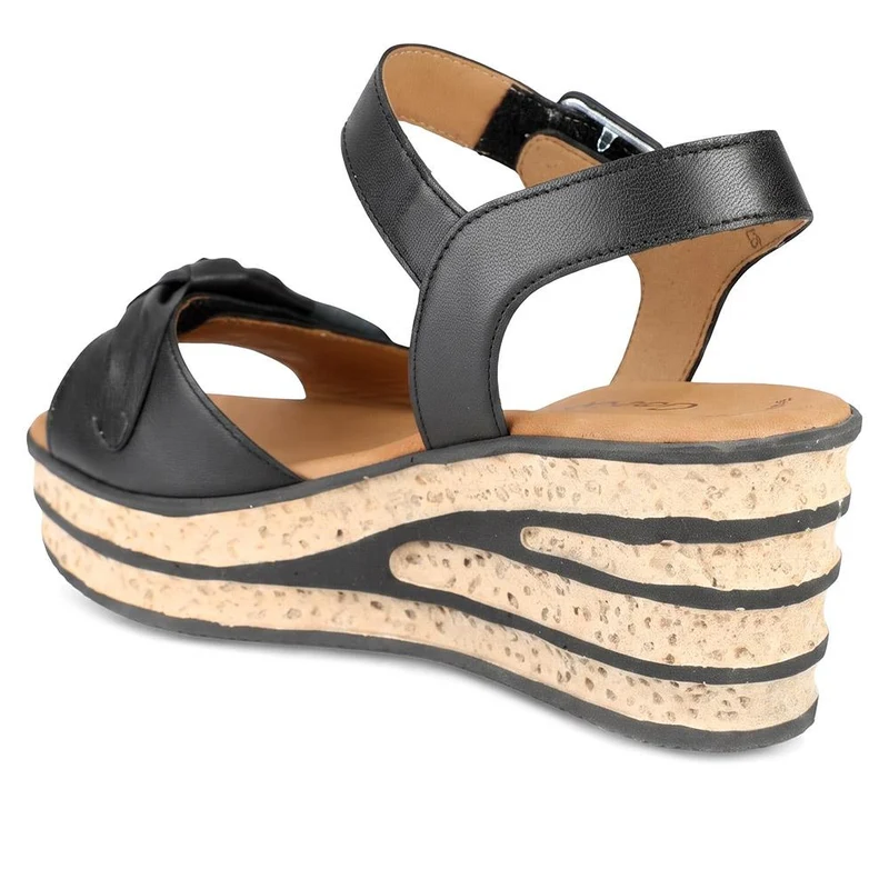 Gabor Buckle Fasten Wedge Heel Sandals - GABC43526 / 330 708 - Black
