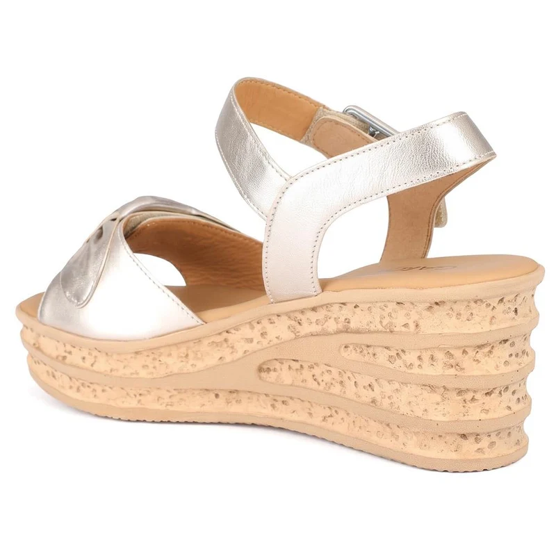 Gabor Buckle Fasten Wedge Heel Sandals - GABC43526 / 330 708 - Gold