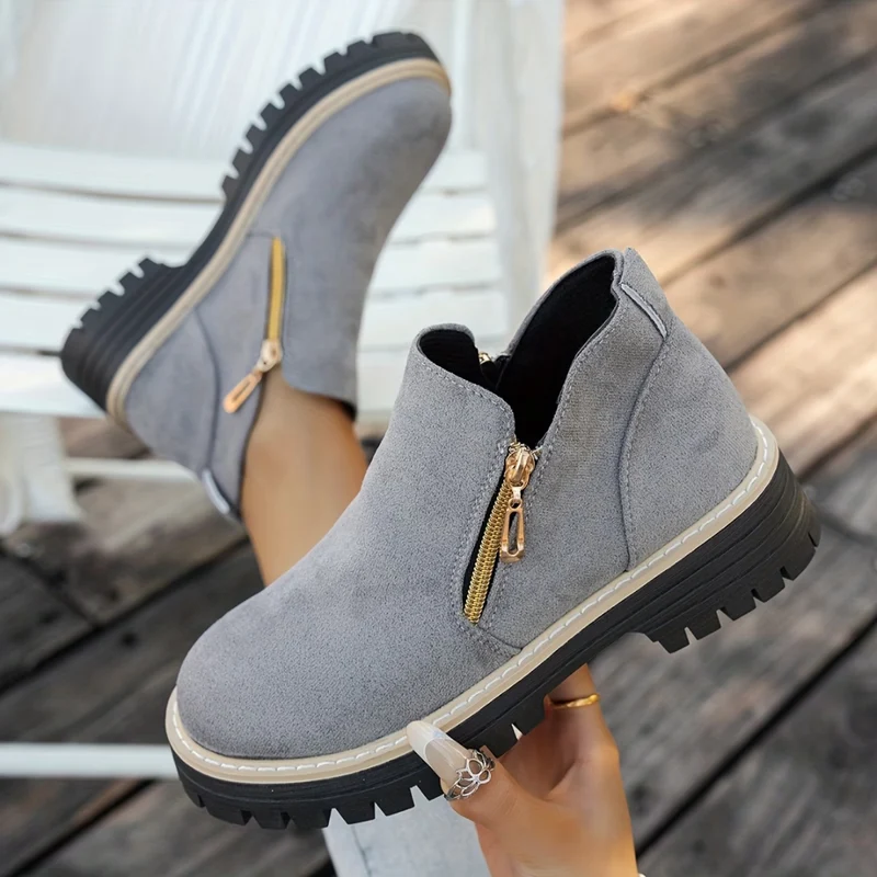 Angelika – Stiefeletten Aus Wildleder mit seitlichem Reißverschluss