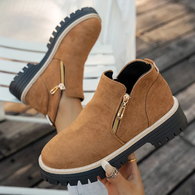 Angelika – Stiefeletten Aus Wildleder mit seitlichem Reißverschluss