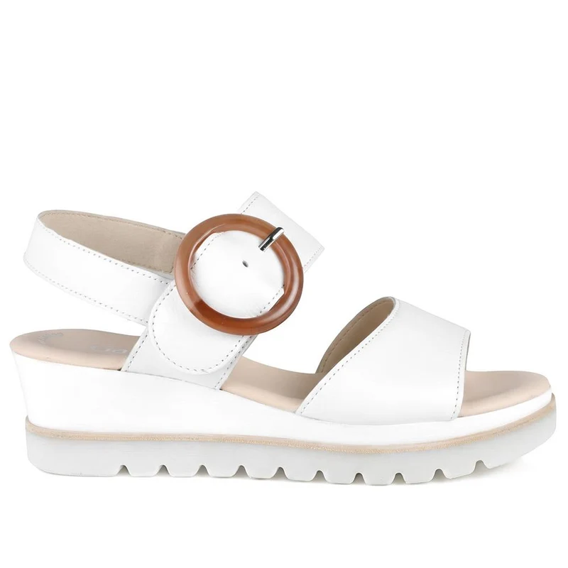 Gabor Wedge Heel Buckled Sandals - GABC43525 / 330 707 - White