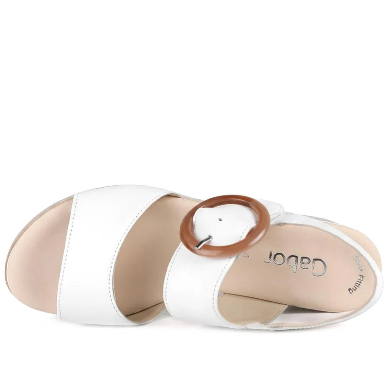 Gabor Wedge Heel Buckled Sandals - GABC43525 / 330 707 - White