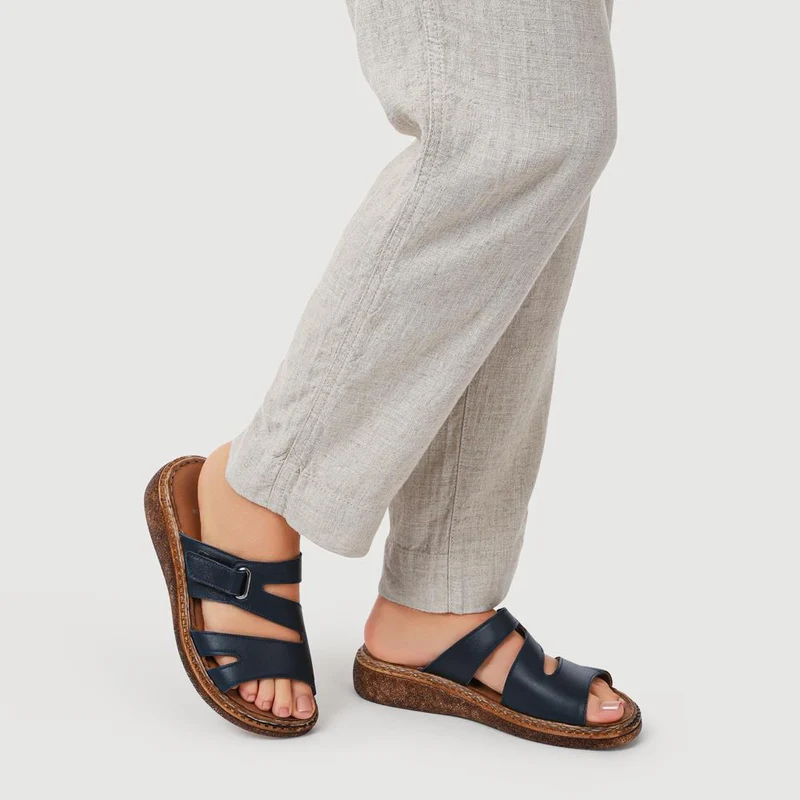 Adjustable Leather Mules - BOAY41012 / 327 606 - Navy