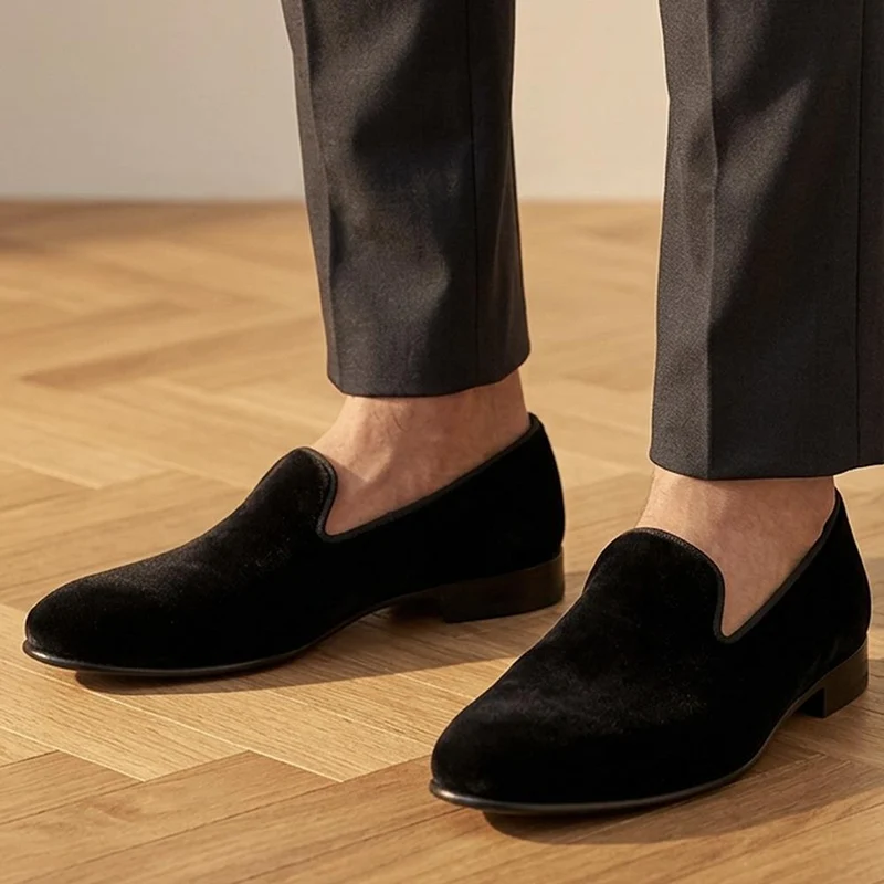 Conley Blake Stitched Leather Slip On Shoes - CONLEY / 327 854 - Black
