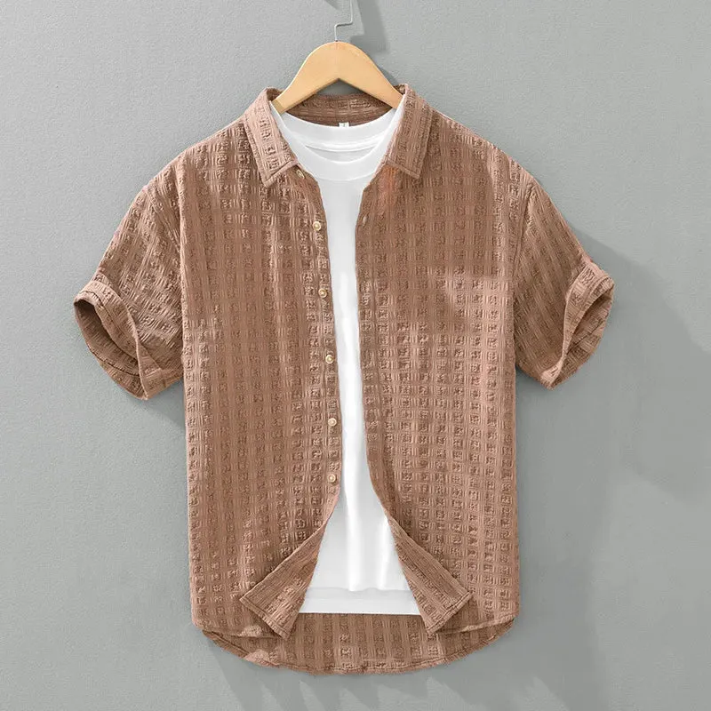 Bradson – Strukturiertes Kurzarm-Hemd Mit Knöpfen