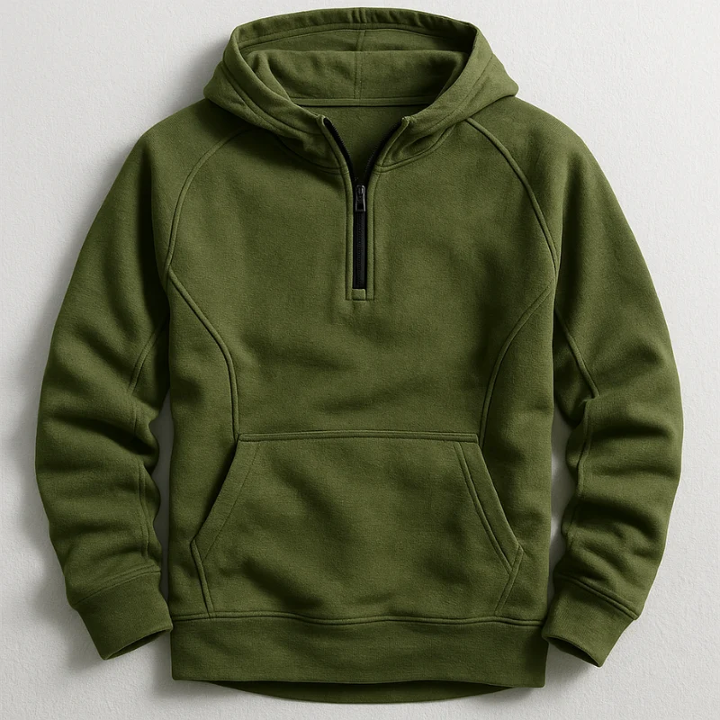 Kennet – Langarm-sweatshirt MIT Kapuze Und Viertelreißverschluss