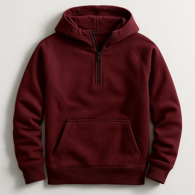 Kennet – Langarm-sweatshirt MIT Kapuze Und Viertelreißverschluss