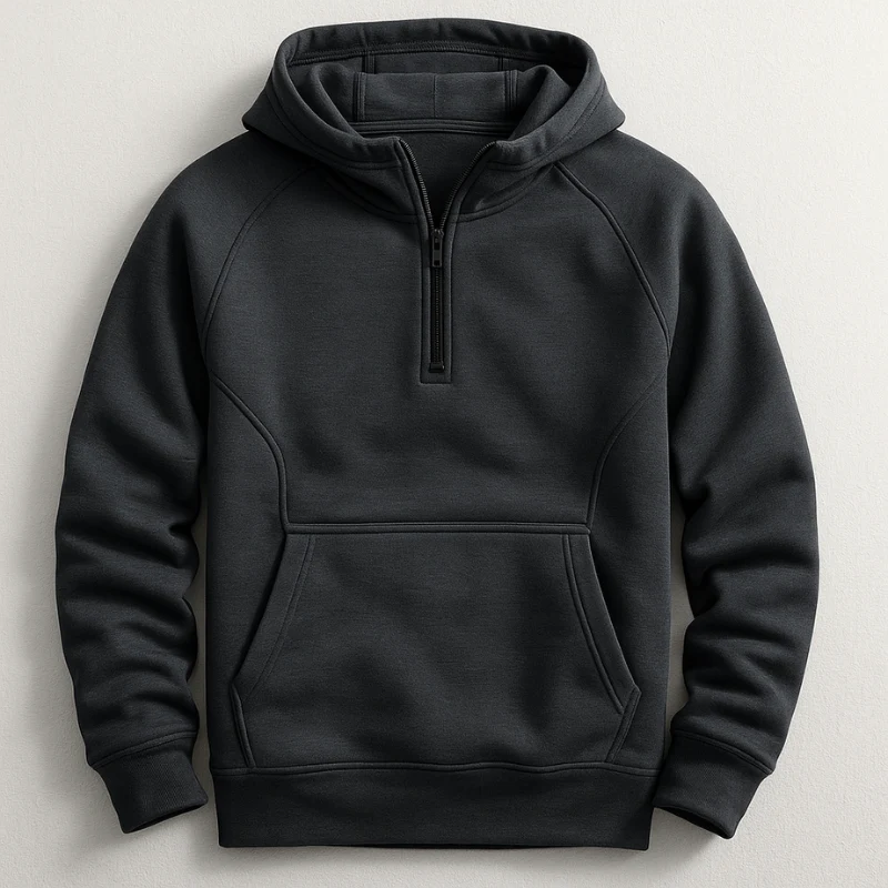 Kennet – Langarm-sweatshirt MIT Kapuze Und Viertelreißverschluss