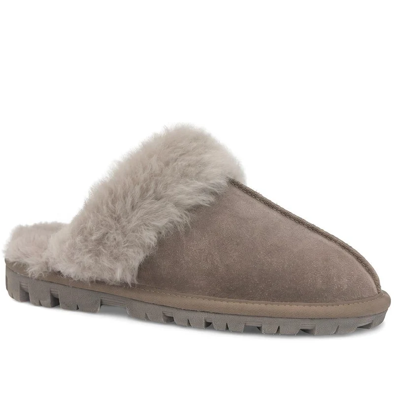 Luxury Leather Mule Slippers W/ Warm Linings - DUO44013 / 329 822