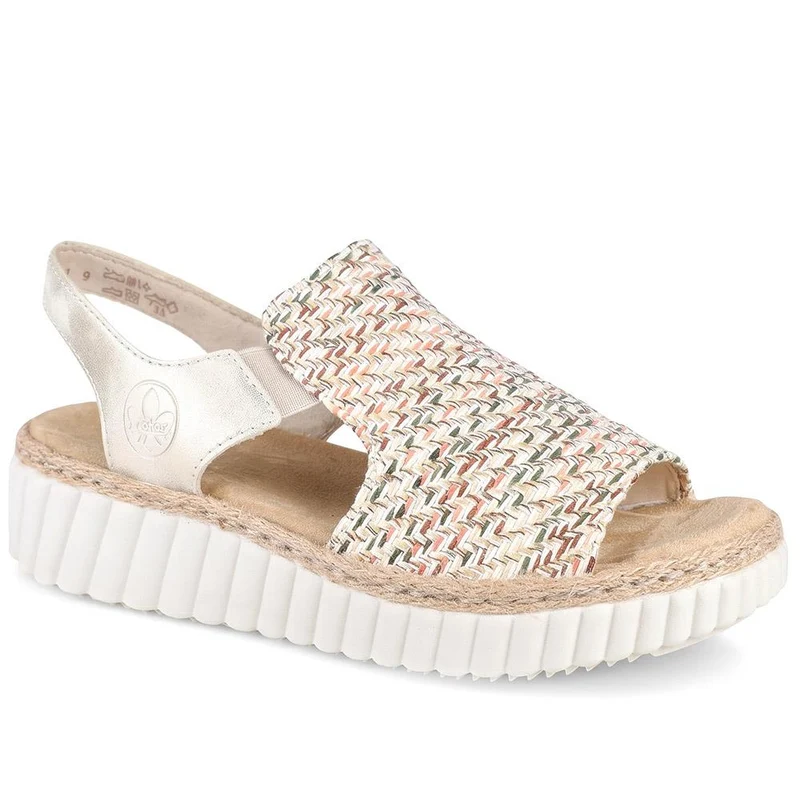 Rieker Extra Wide Antistress Slip On Sandals - RKR43082 / 330 733 - Beige Multi