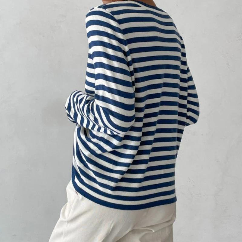 Quintina - Eleganter Langarm Pullover Mit Streifenmuster