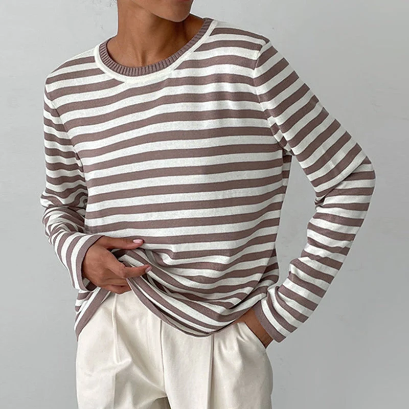 Quintina - Eleganter Langarm Pullover Mit Streifenmuster