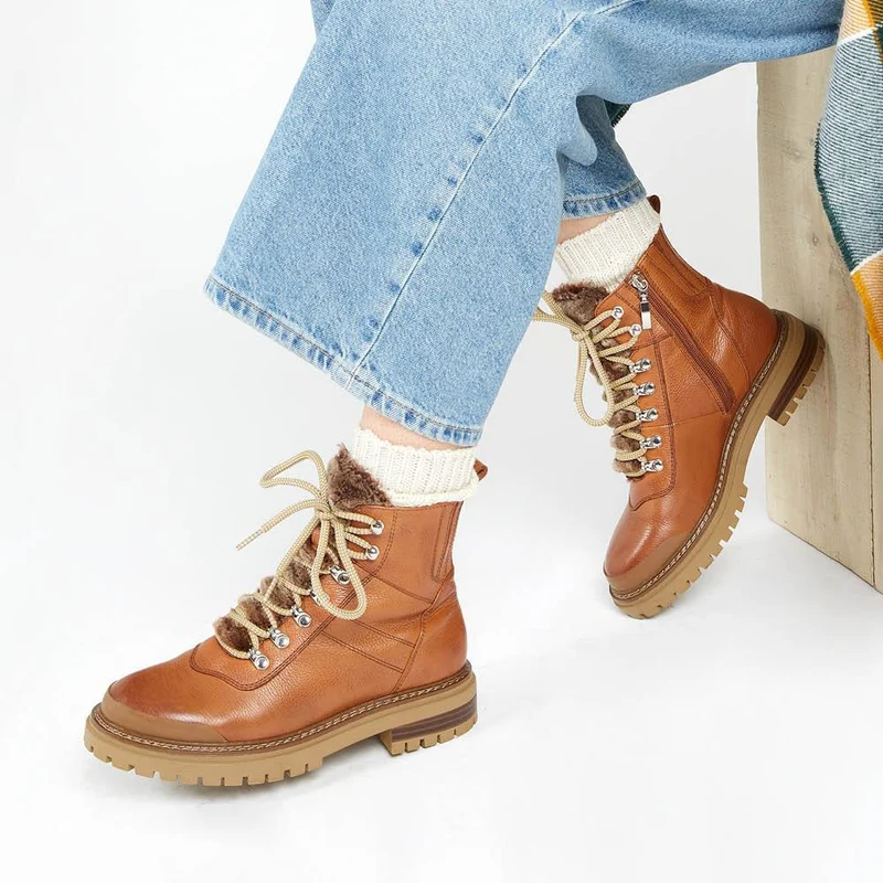 Susanna Leather Hiker Boots - SUSANNA / 322 841 - Tan
