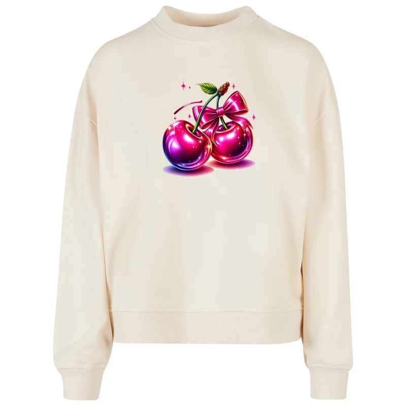 Ladies Oversized Sweatshirt -Pink Cherry Kirsche