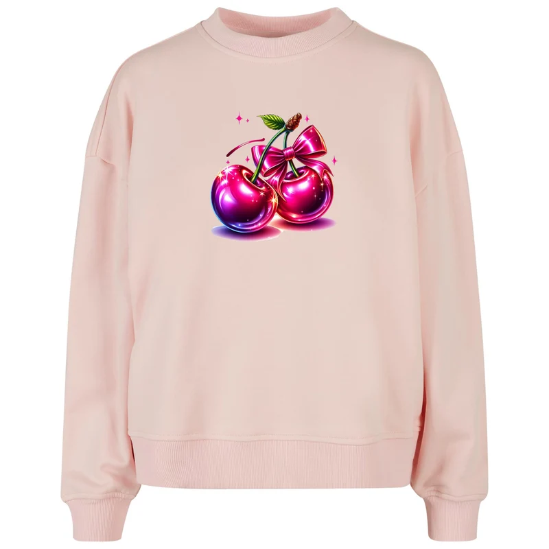 Ladies Oversized Sweatshirt -Pink Cherry Kirsche