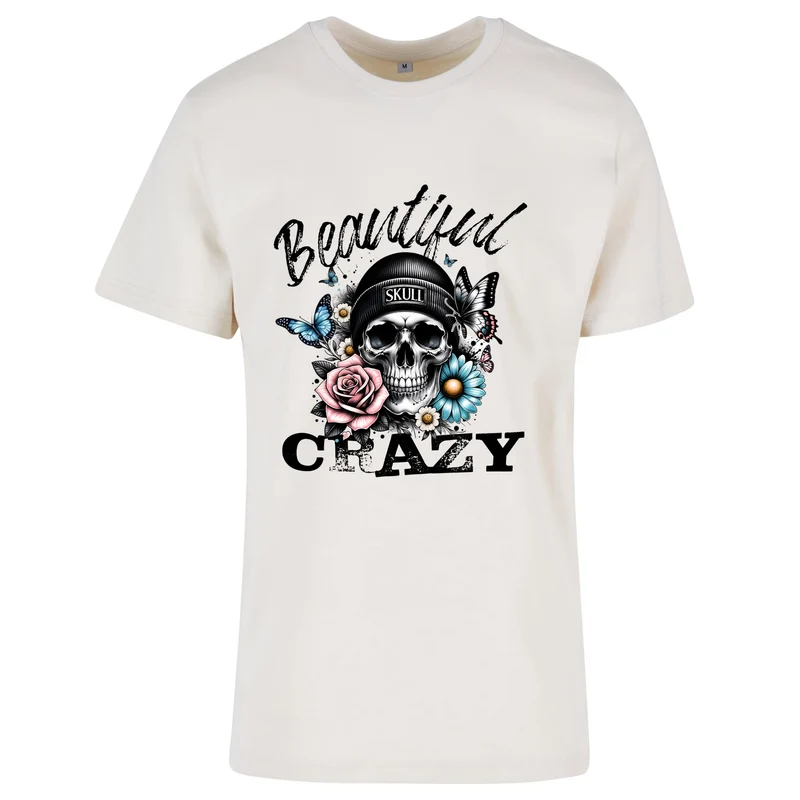 Beautiful Crazy Skull T-Shirt – Damen Baumwollshirt mit Skull Flower Print