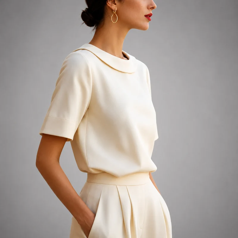 Genila – Bluse Mit Kurzen Ärmeln Und Rundkragen