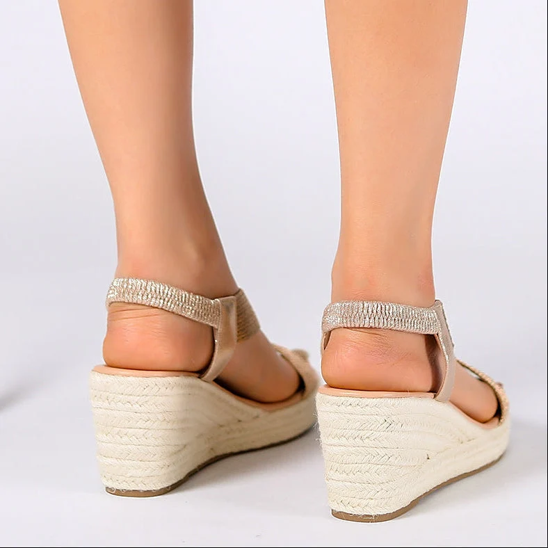 Niyar – Espadrilles Sandalen mit Keilabsatz und gewebtem Fersenriemen