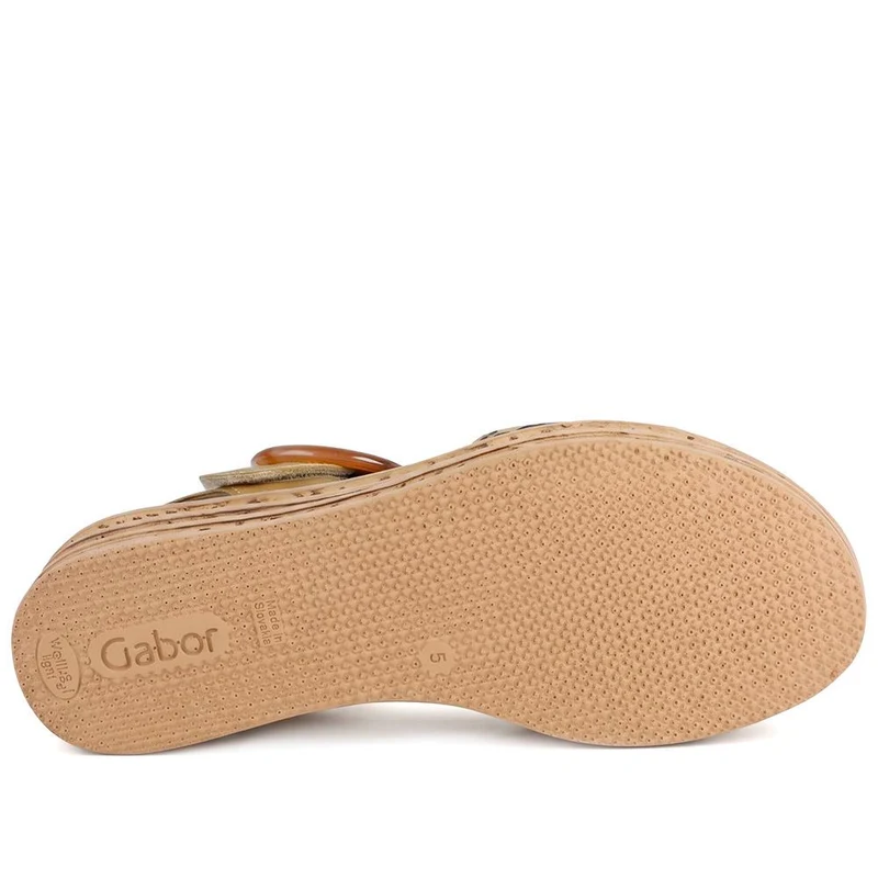 Gabor Leather Adjustable Fasten Wedge Sandals - GABC43005 / 330 726 - Gold Multi