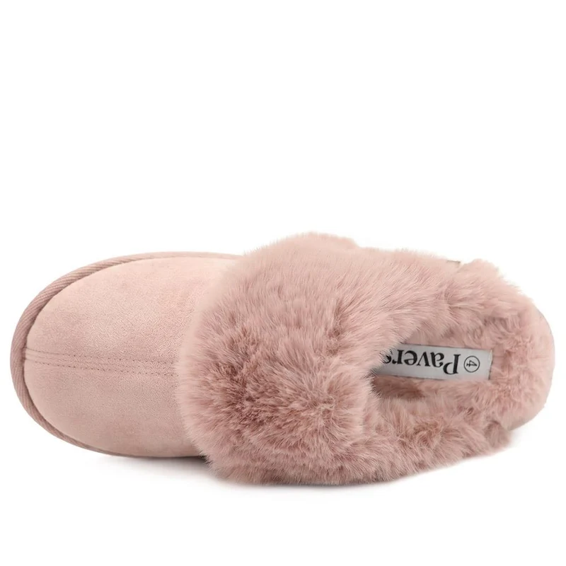 Luxury Faux Fur Lined Warm Mule Slippers - GALOP44006 / 330 024 - Blush