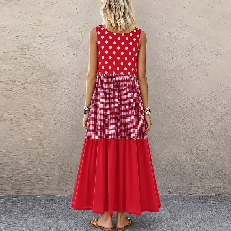 Shezina – Ärmelloses Patchwork-Kleid