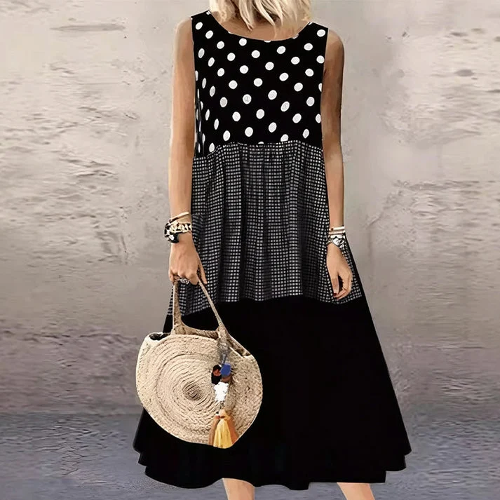 Shezina – Ärmelloses Patchwork-Kleid